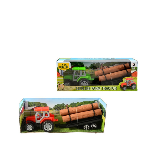 Traktor s dřevem na setrvačník
