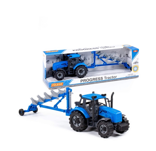 Polesie Traktor Progress s pluhem modrý