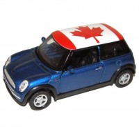 Auto 1:34 Welly Mini Cooper Canada modrý