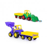 Traktor s přívěsem a radlicí